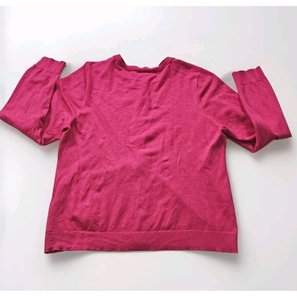 Calvin Klein Cardigan Women XL Pink LS Knit Unlined Stretch Branded Buttons Boho - Picture 2 of 15